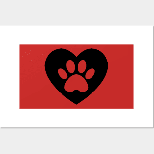 Paw Print Heart Posters and Art